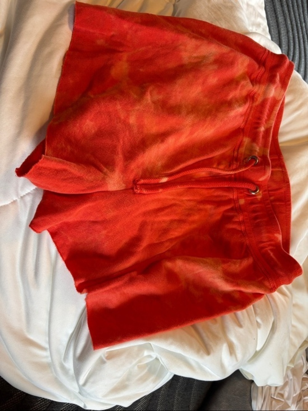 Anthropology Sundry orange Red Tie-Dye modal cotton Lounge Shorts Drawstring